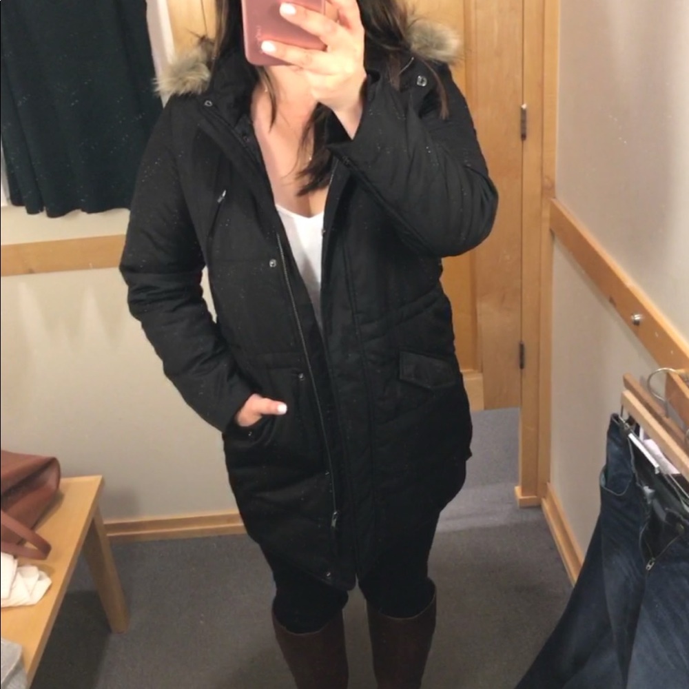 Loft Faux Fur Hood Down Jacket
